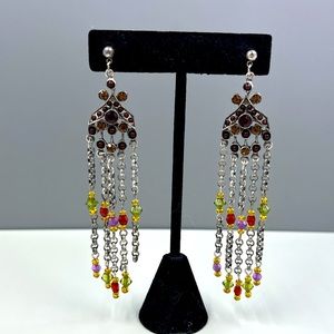 Vintage Y2K Swarovski Crystal Bead Chandelier Dangle Earrings